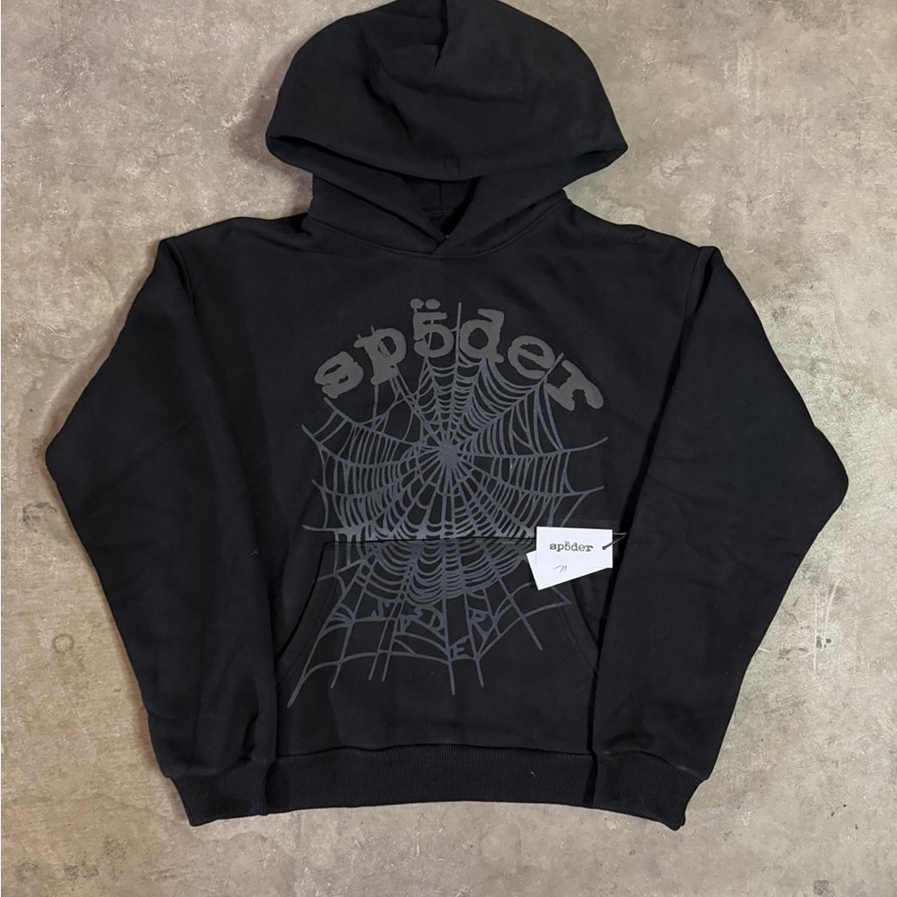 Spyder Black Hoodie with Gray Web Graphic
